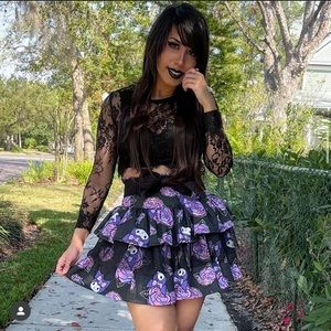 Kuromi rose tiered skirt